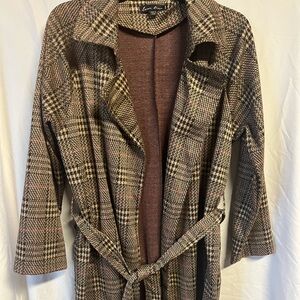 Love Tree Houndstooth Belted Jacket